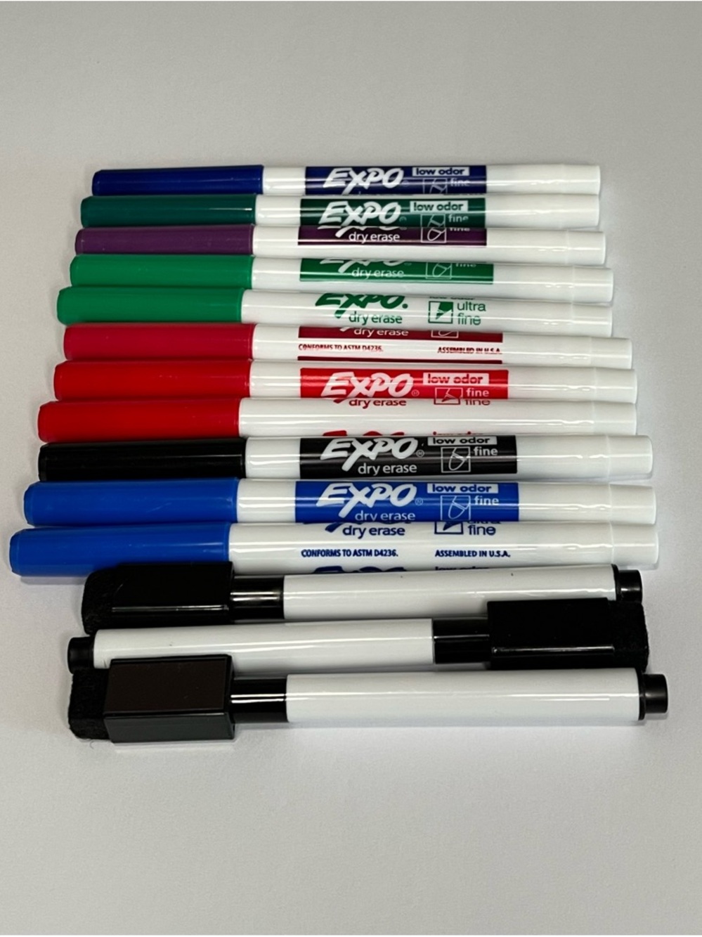 Assorted Colors Dry Erase Marker Set - Blue, Black, Red, Green, Purple